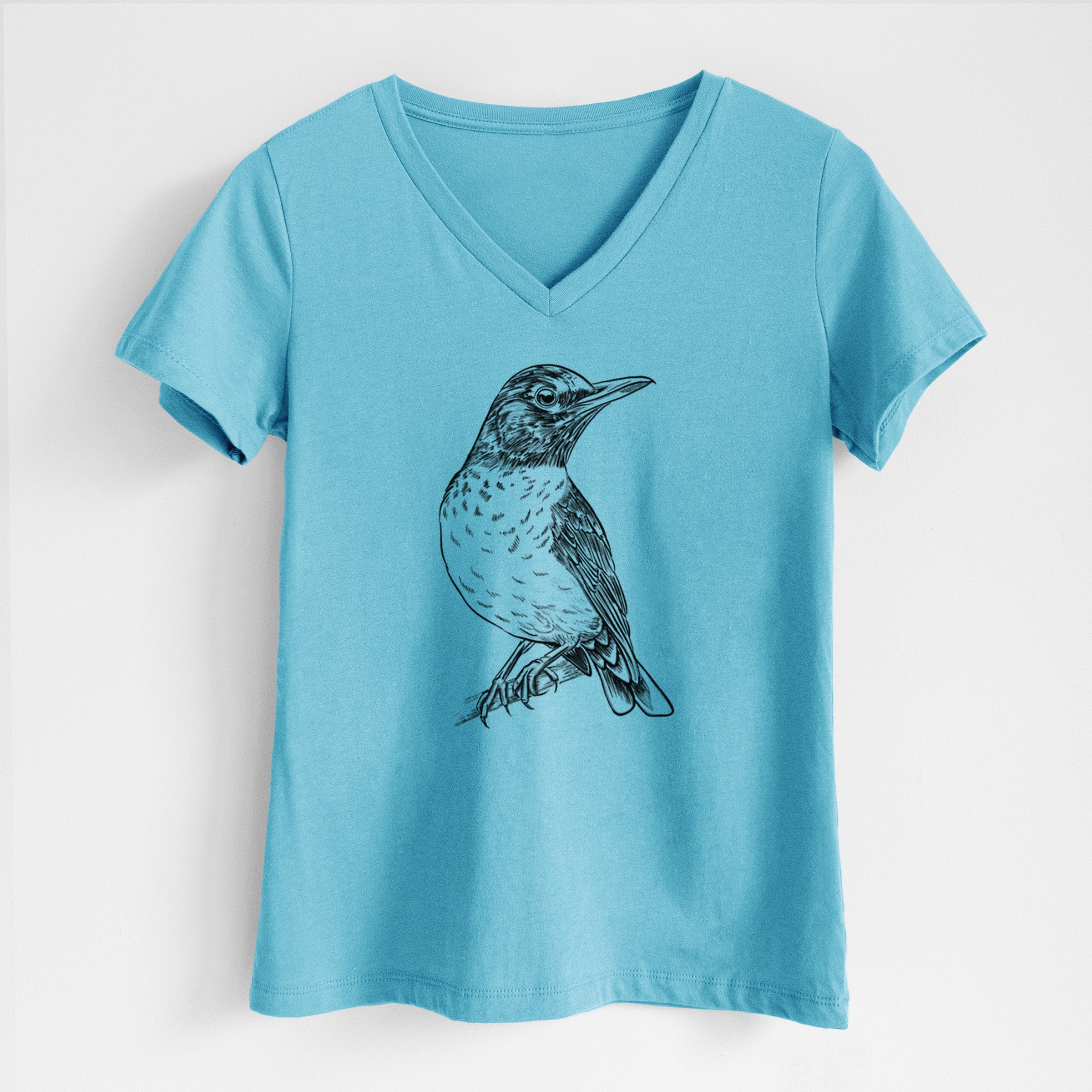American Robin - Turdus migratorius - Women's Lightweight Relaxed Fit 100% Cotton V-neck