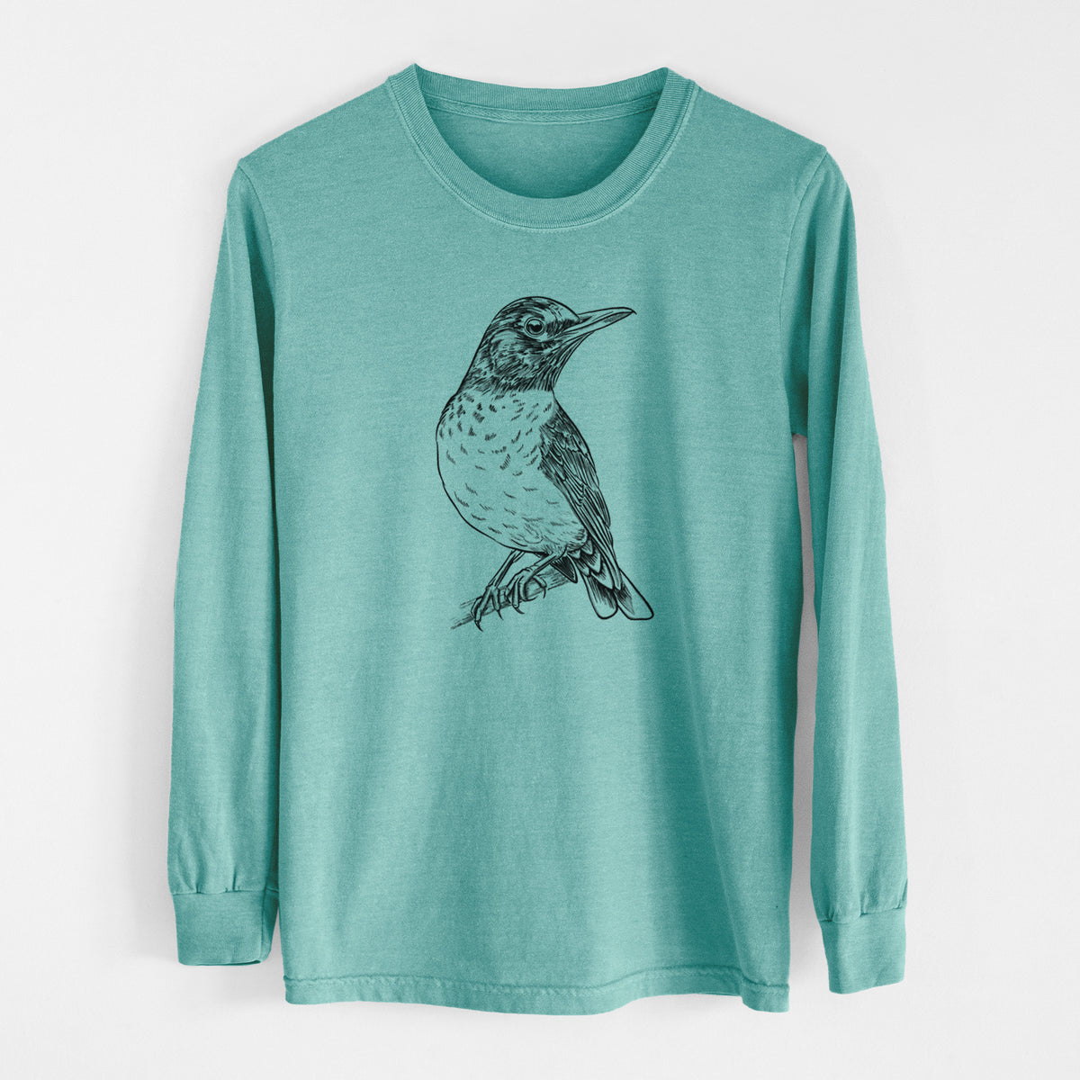 American Robin - Turdus migratorius - Men&#39;s Heavyweight 100% Cotton Long Sleeve