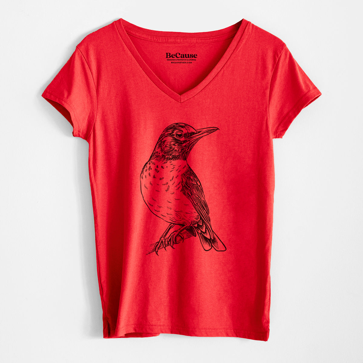 American Robin - Turdus migratorius - Women&#39;s 100% Recycled V-neck