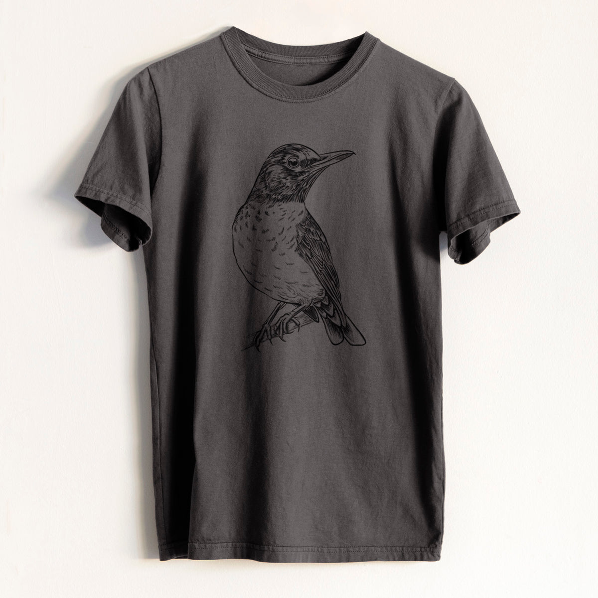 American Robin - Turdus migratorius - Heavyweight Men&#39;s 100% Organic Cotton Tee