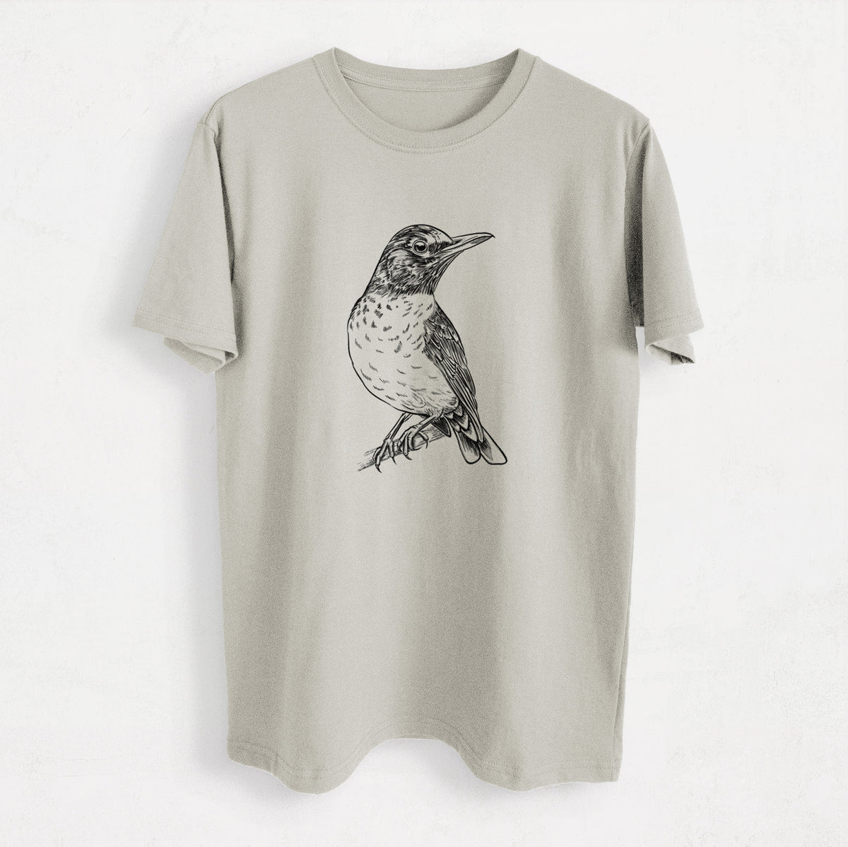 American Robin - Turdus migratorius - Heavyweight Men&#39;s 100% Organic Cotton Tee