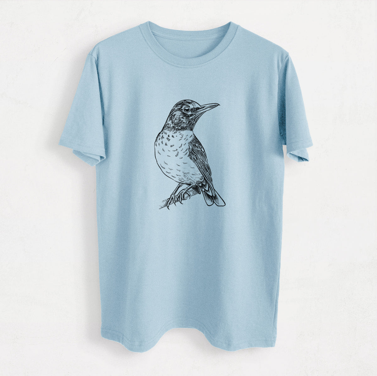 American Robin - Turdus migratorius - Heavyweight Men&#39;s 100% Organic Cotton Tee