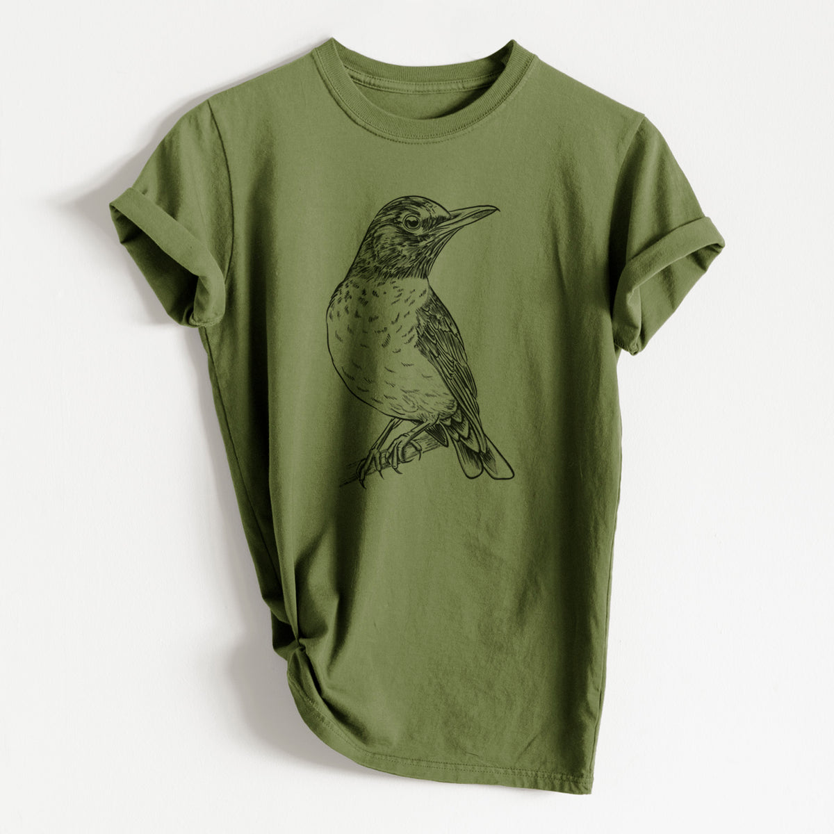 American Robin - Turdus migratorius - Heavyweight Men&#39;s 100% Organic Cotton Tee