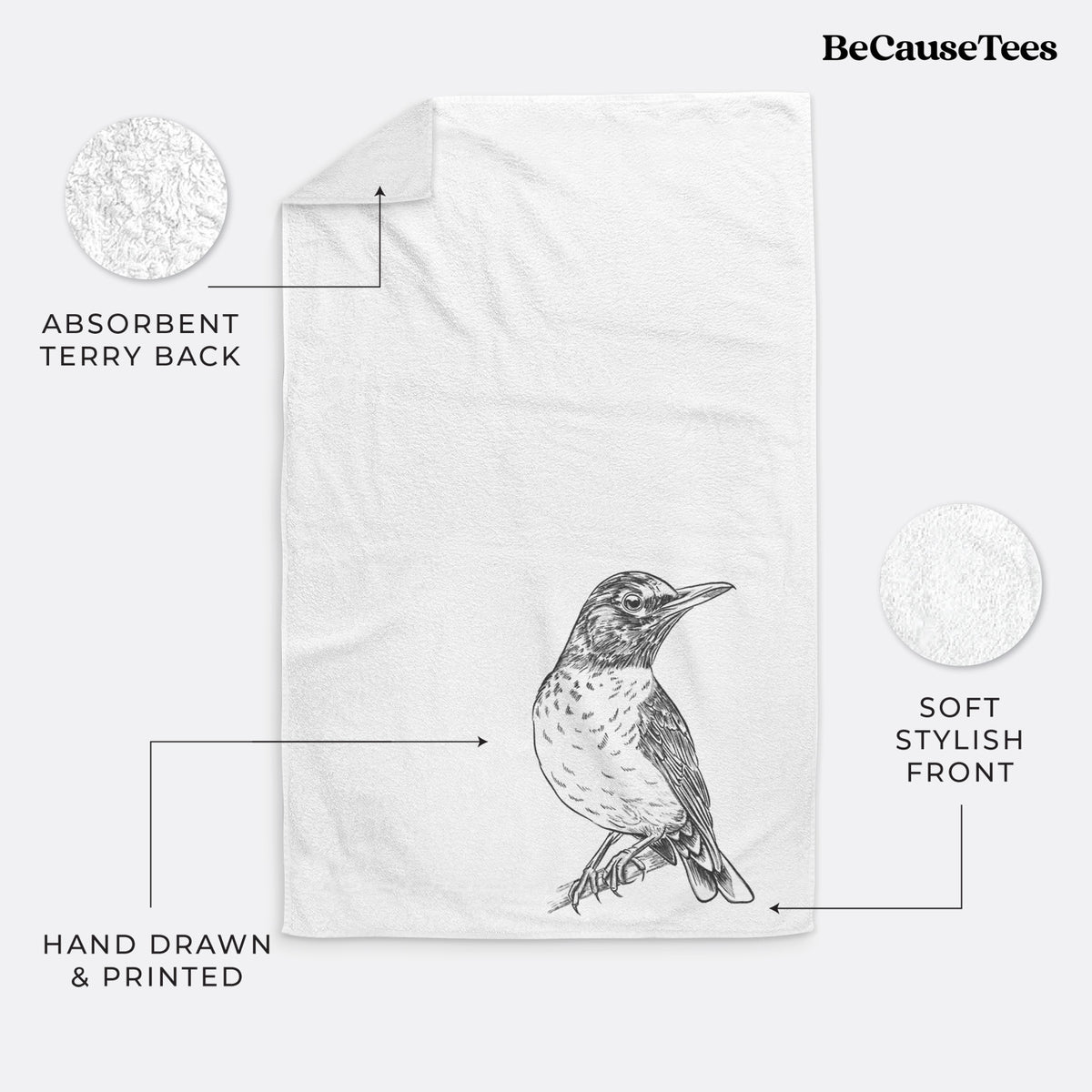 American Robin - Turdus migratorius Premium Decorative Hand Towel