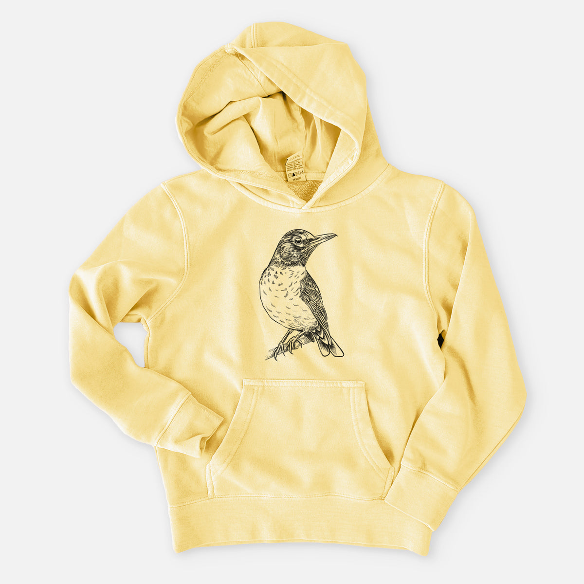 American Robin - Turdus migratorius - Youth Pigment Dyed Hoodie