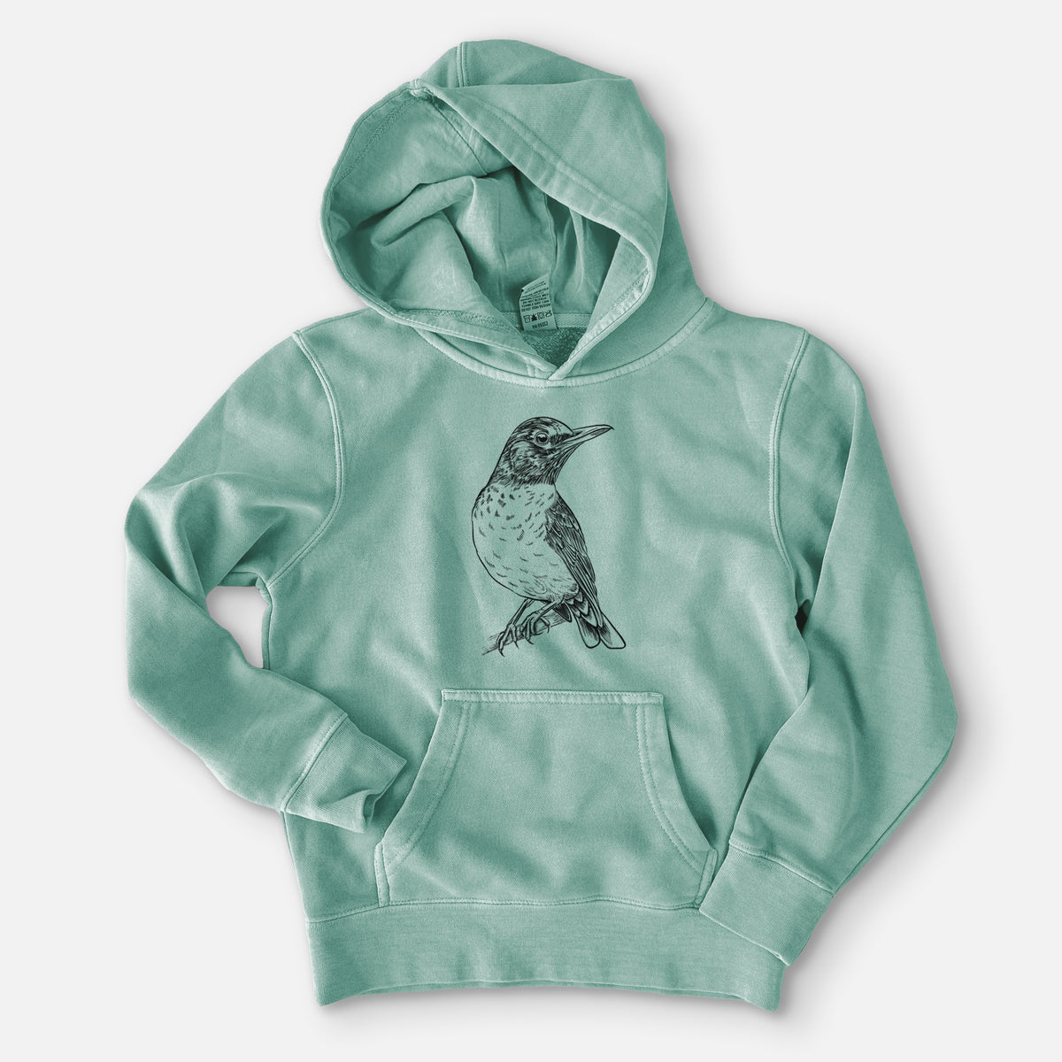 American Robin - Turdus migratorius - Youth Pigment Dyed Hoodie