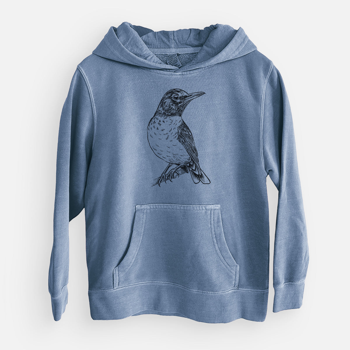 American Robin - Turdus migratorius - Youth Pigment Dyed Hoodie