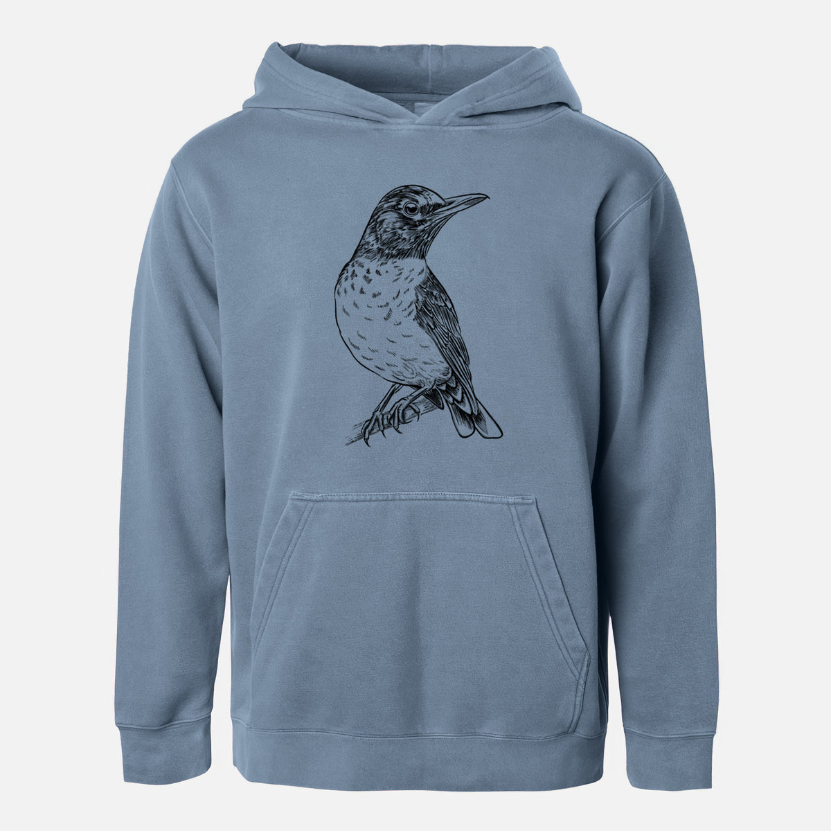 American Robin - Turdus migratorius - Youth Pigment Dyed Hoodie