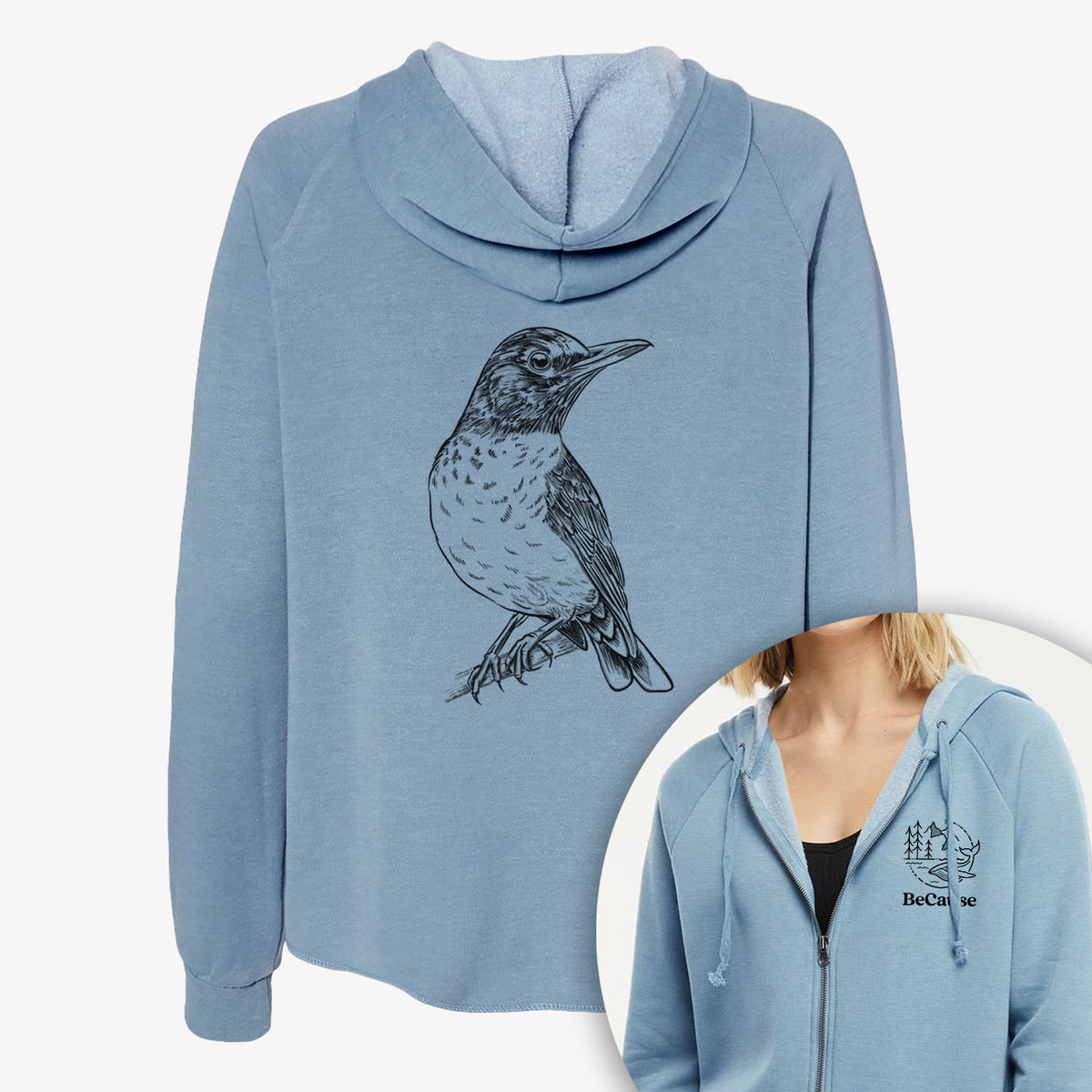 American Robin - Turdus migratorius - Women&#39;s Cali Wave Zip-Up Sweatshirt