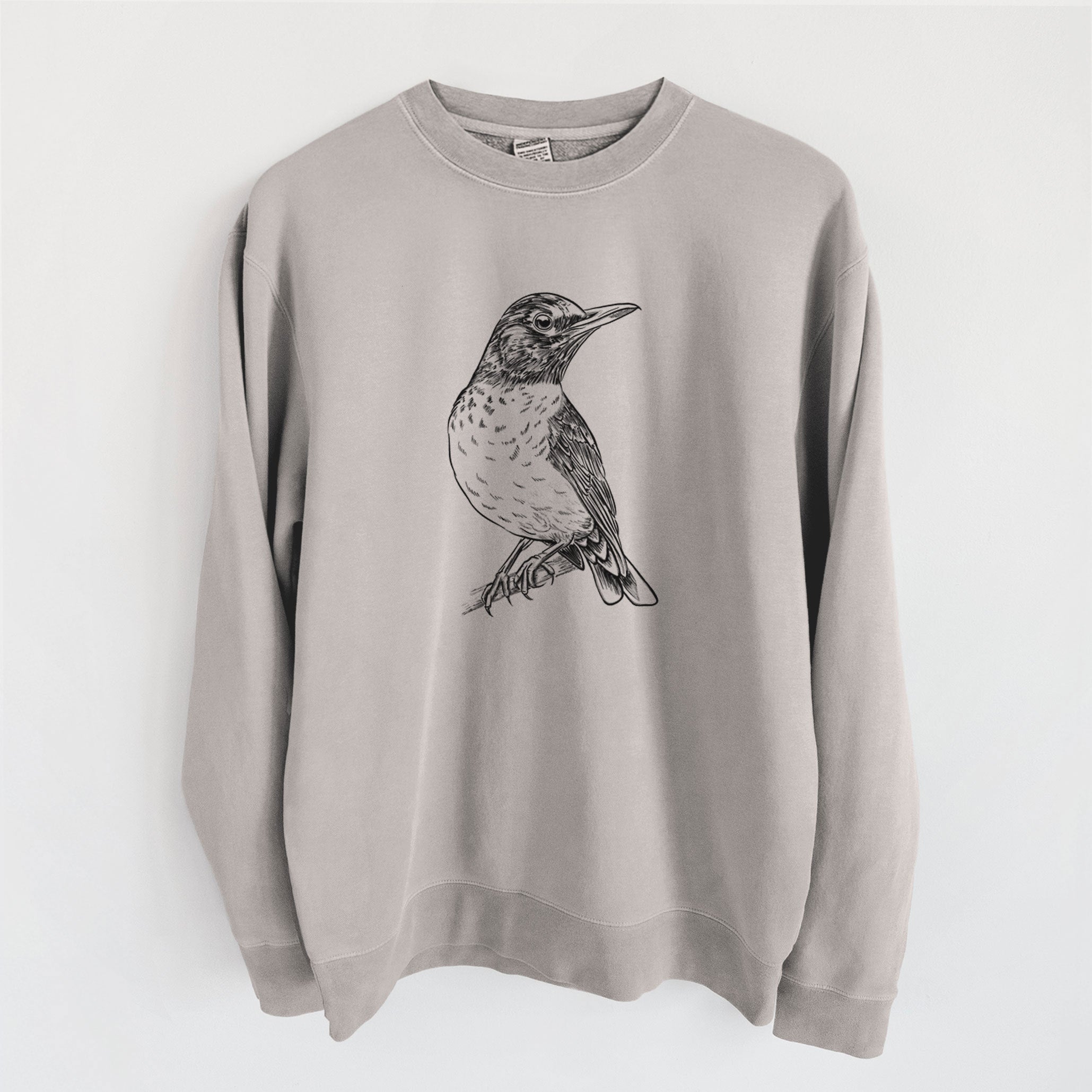 American Robin - Turdus migratorius - Unisex Pigment Dyed Crew Sweatshirt