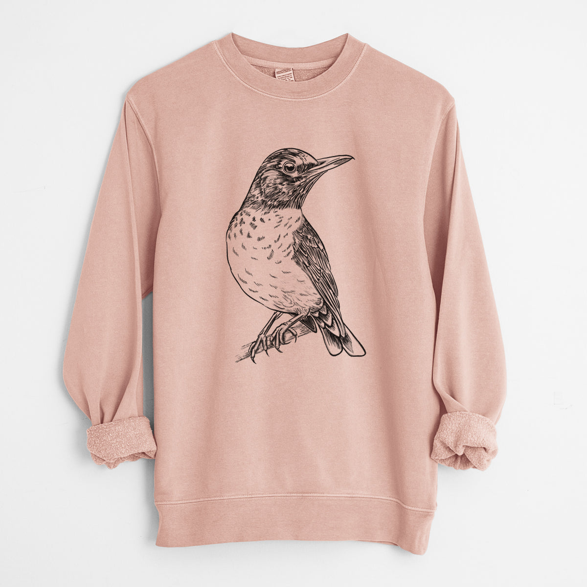 American Robin - Turdus migratorius - Unisex Pigment Dyed Crew Sweatshirt