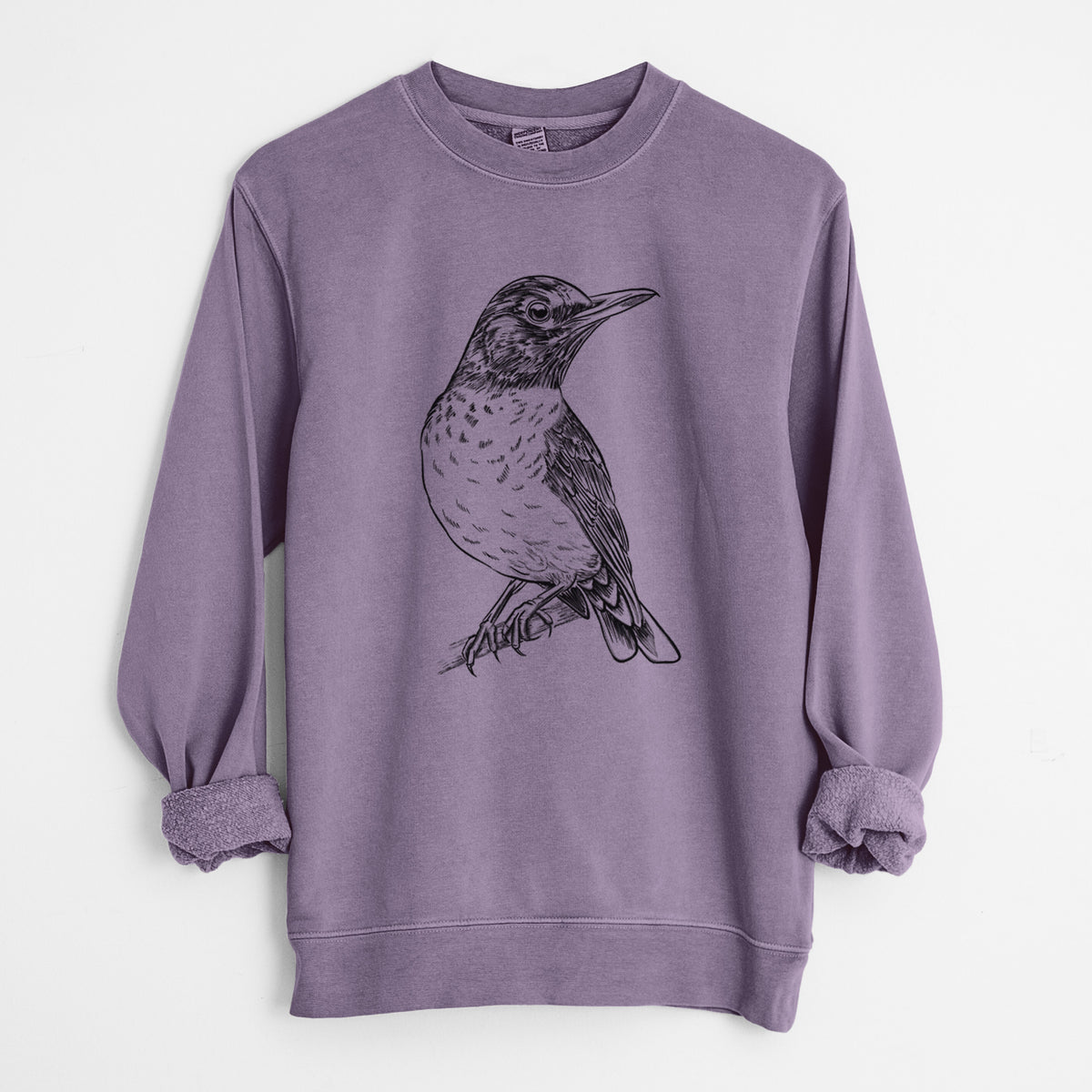 American Robin - Turdus migratorius - Unisex Pigment Dyed Crew Sweatshirt