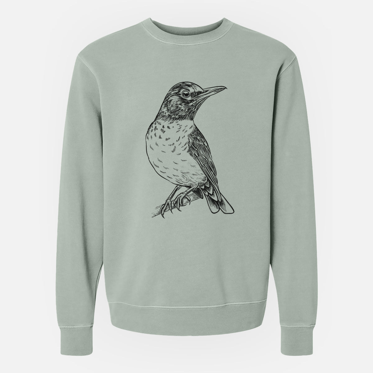 American Robin - Turdus migratorius - Unisex Pigment Dyed Crew Sweatshirt