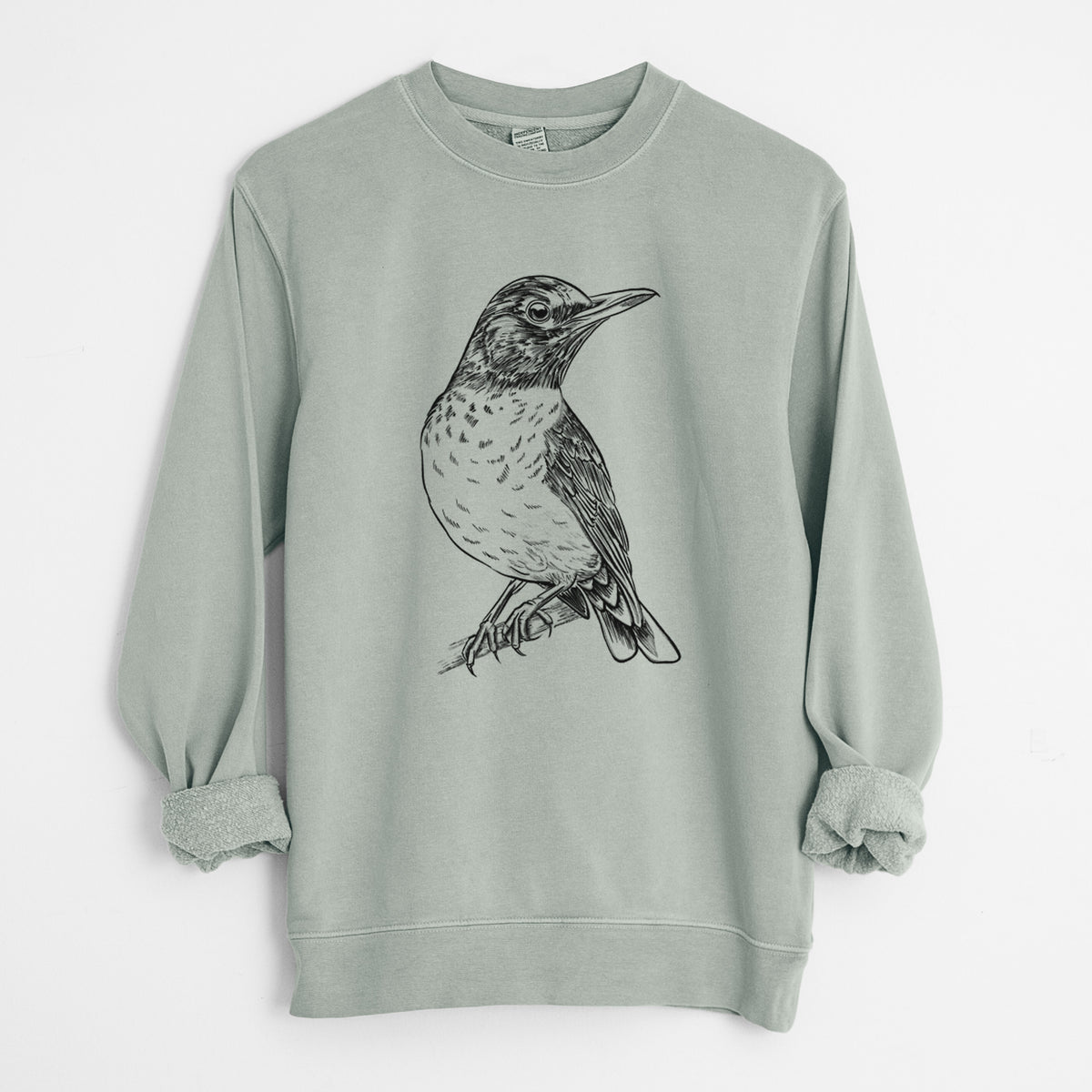 American Robin - Turdus migratorius - Unisex Pigment Dyed Crew Sweatshirt