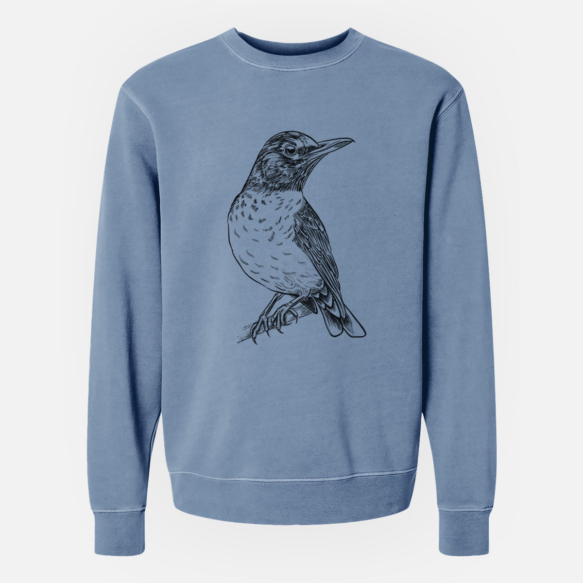 American Robin - Turdus migratorius - Unisex Pigment Dyed Crew Sweatshirt