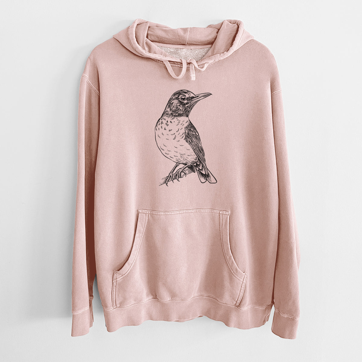 American Robin - Turdus migratorius - Unisex Pigment Dyed Hoodie