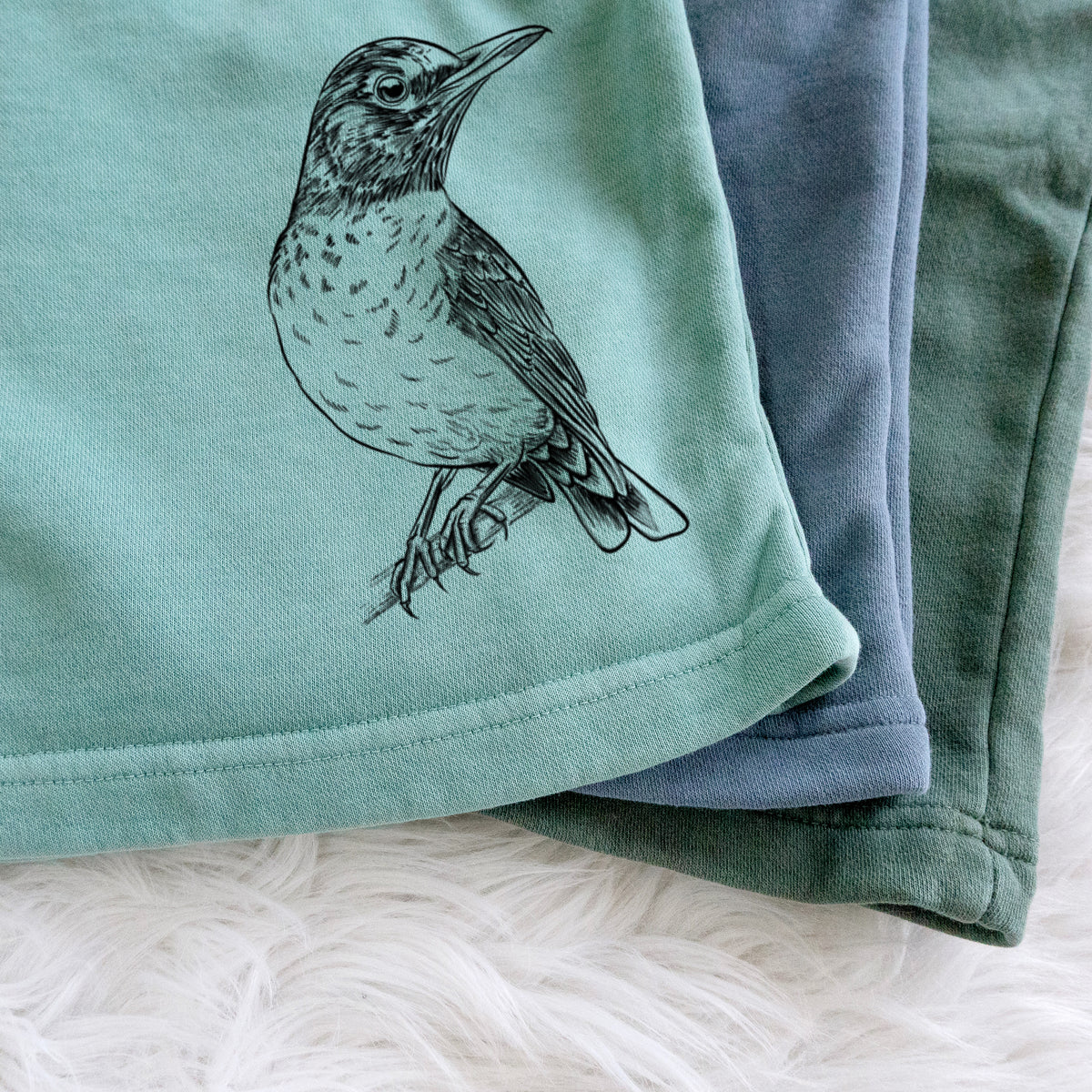 American Robin - Turdus migratorius - Unisex Pigment Dyed Shorts