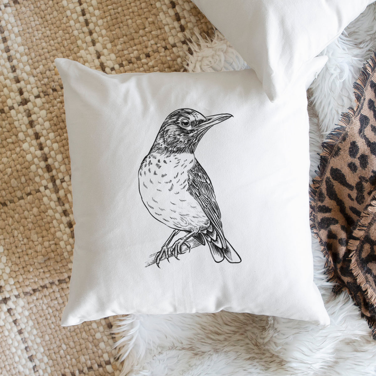 American Robin - Turdus migratorius - Throw Pillow Cover