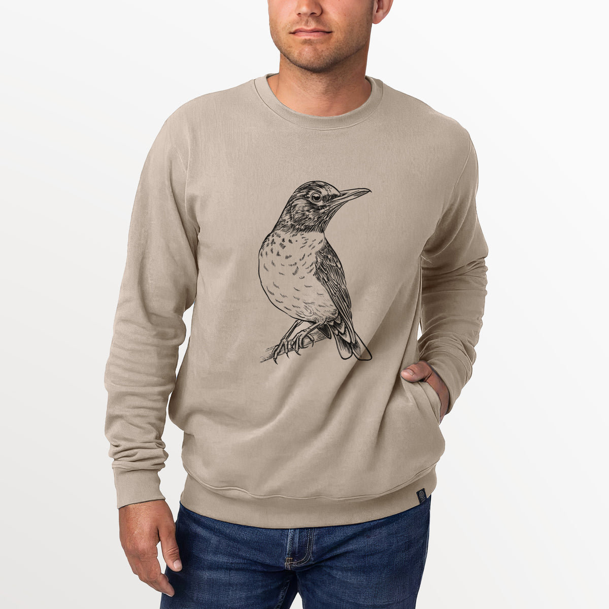 American Robin - Turdus migratorius  - Unisex Reclaimed Crewneck Sweatshirt