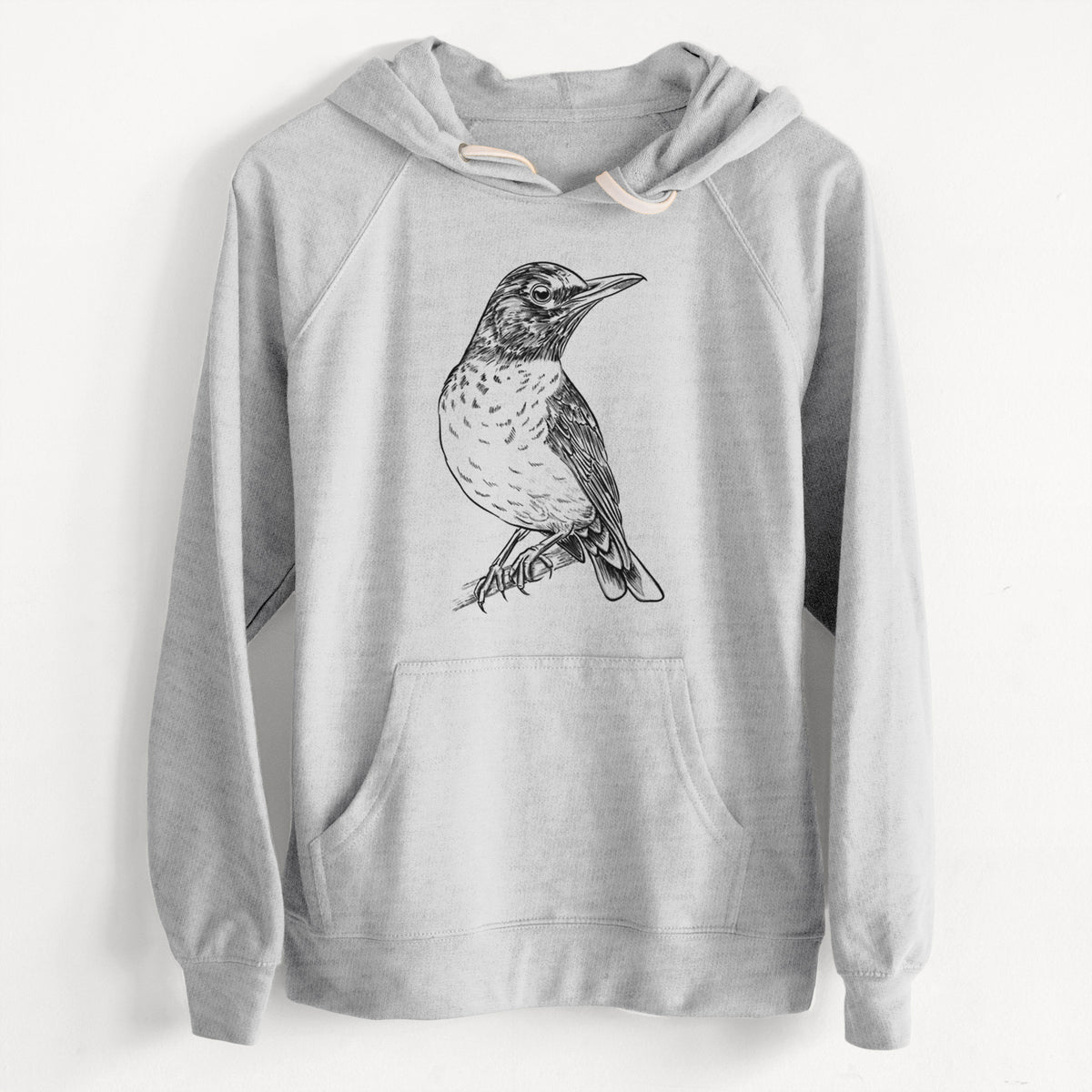 American Robin - Turdus migratorius  - Unisex Slim Fit Loopback Terry Hoodie