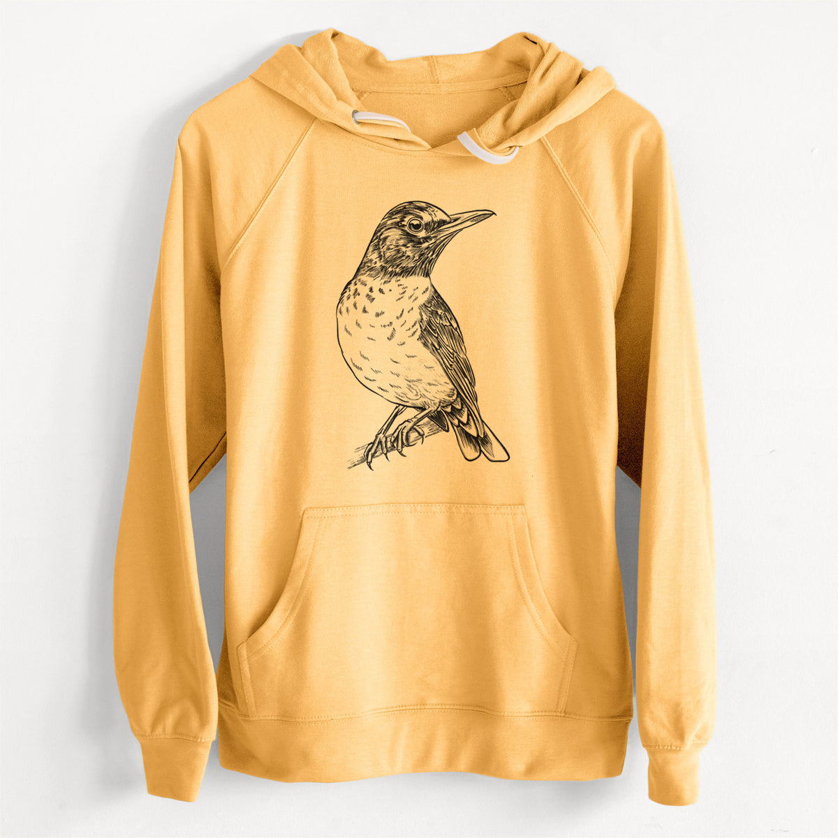 American Robin - Turdus migratorius  - Unisex Slim Fit Loopback Terry Hoodie