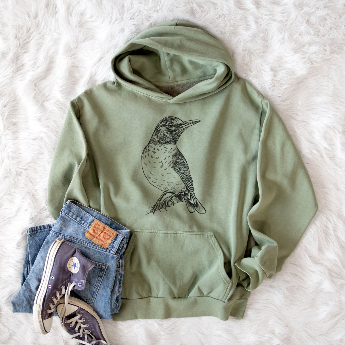 American Robin - Turdus migratorius  - Urban Heavyweight Hoodie