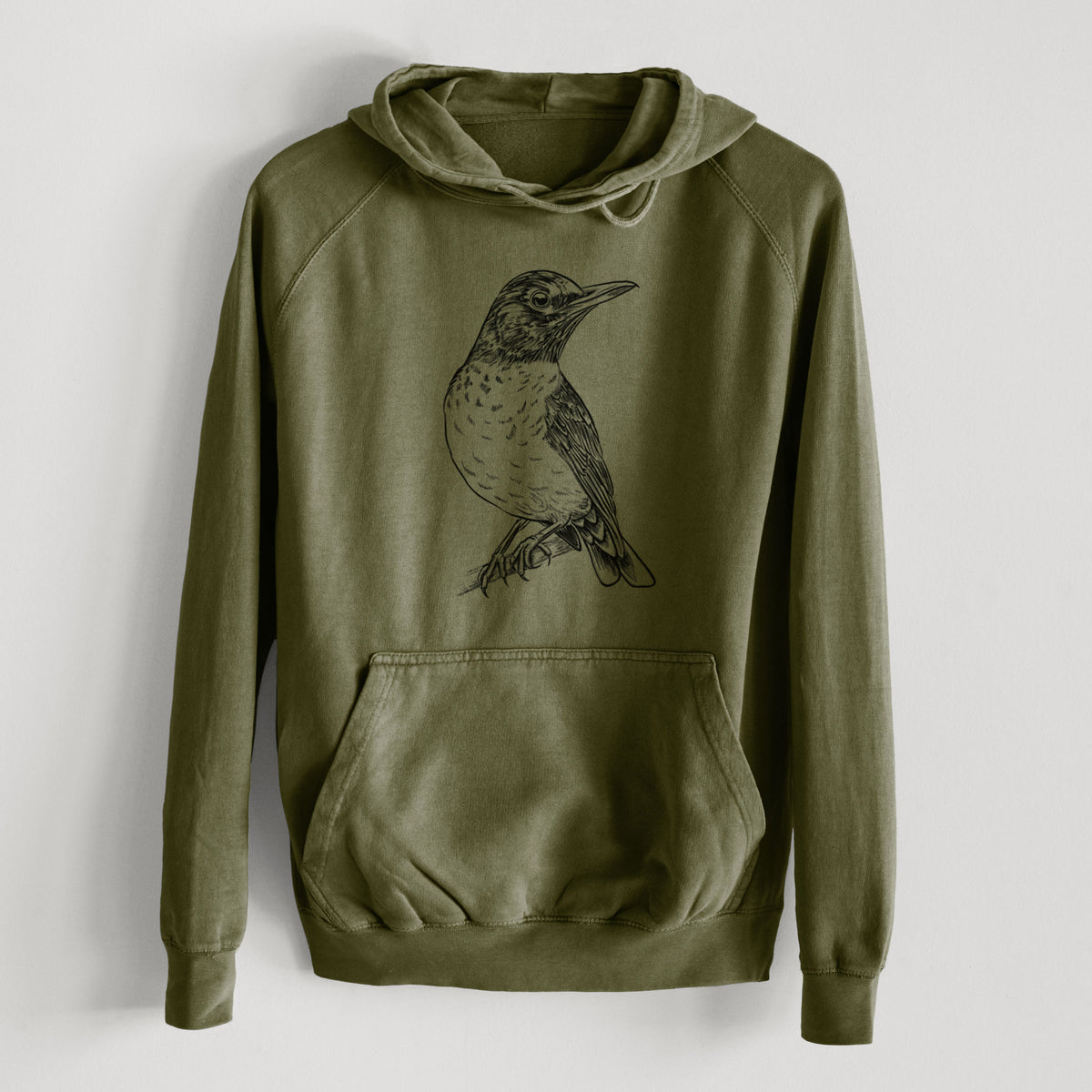 American Robin - Turdus migratorius  - Mid-Weight Unisex Vintage 100% Cotton Hoodie