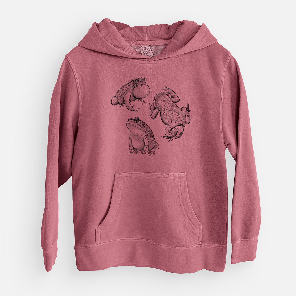 American Toads - Anaxyrus americanus - Youth Pigment Dyed Hoodie