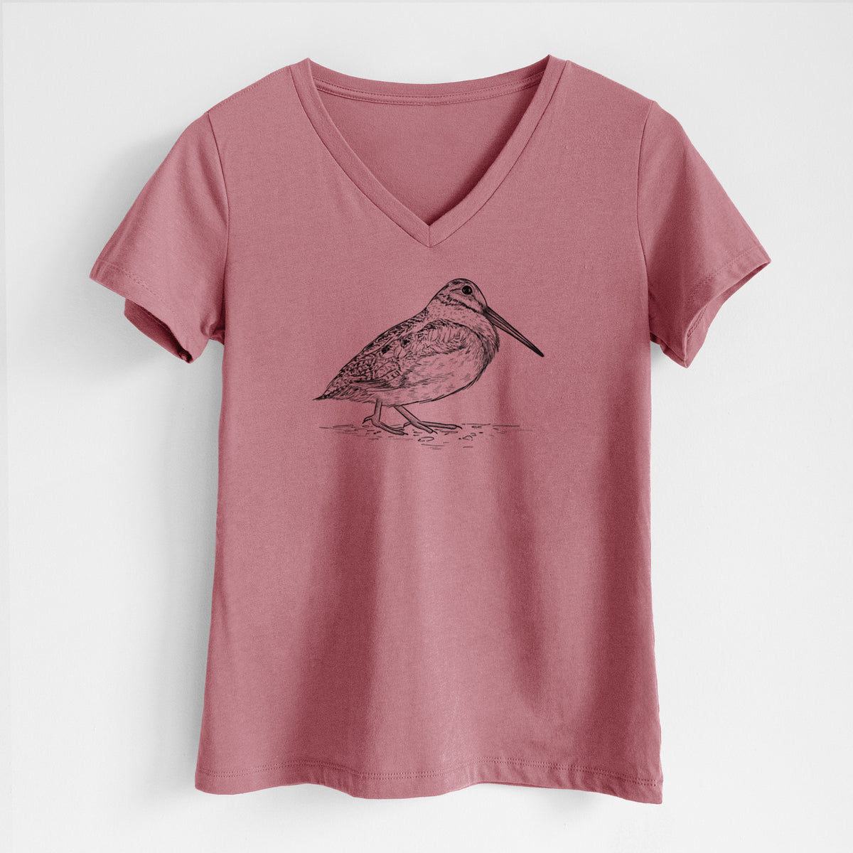 American Woodcock - Scolopax minor - Women&#39;s Lightweight Relaxed Fit 100% Cotton V-neck