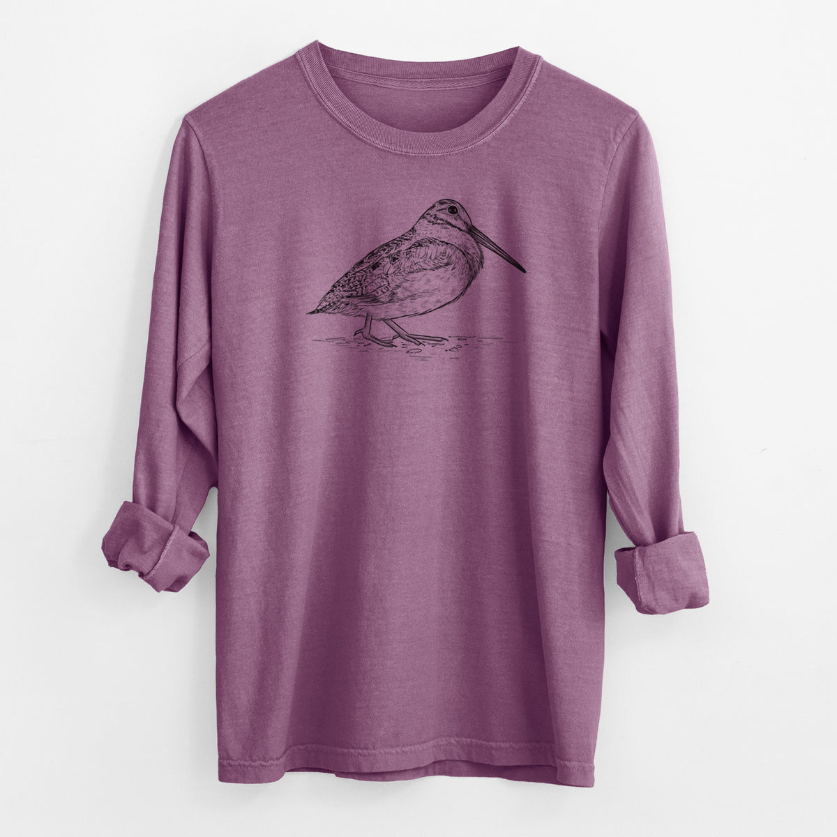 American Woodcock - Scolopax minor - Men&#39;s Heavyweight 100% Cotton Long Sleeve