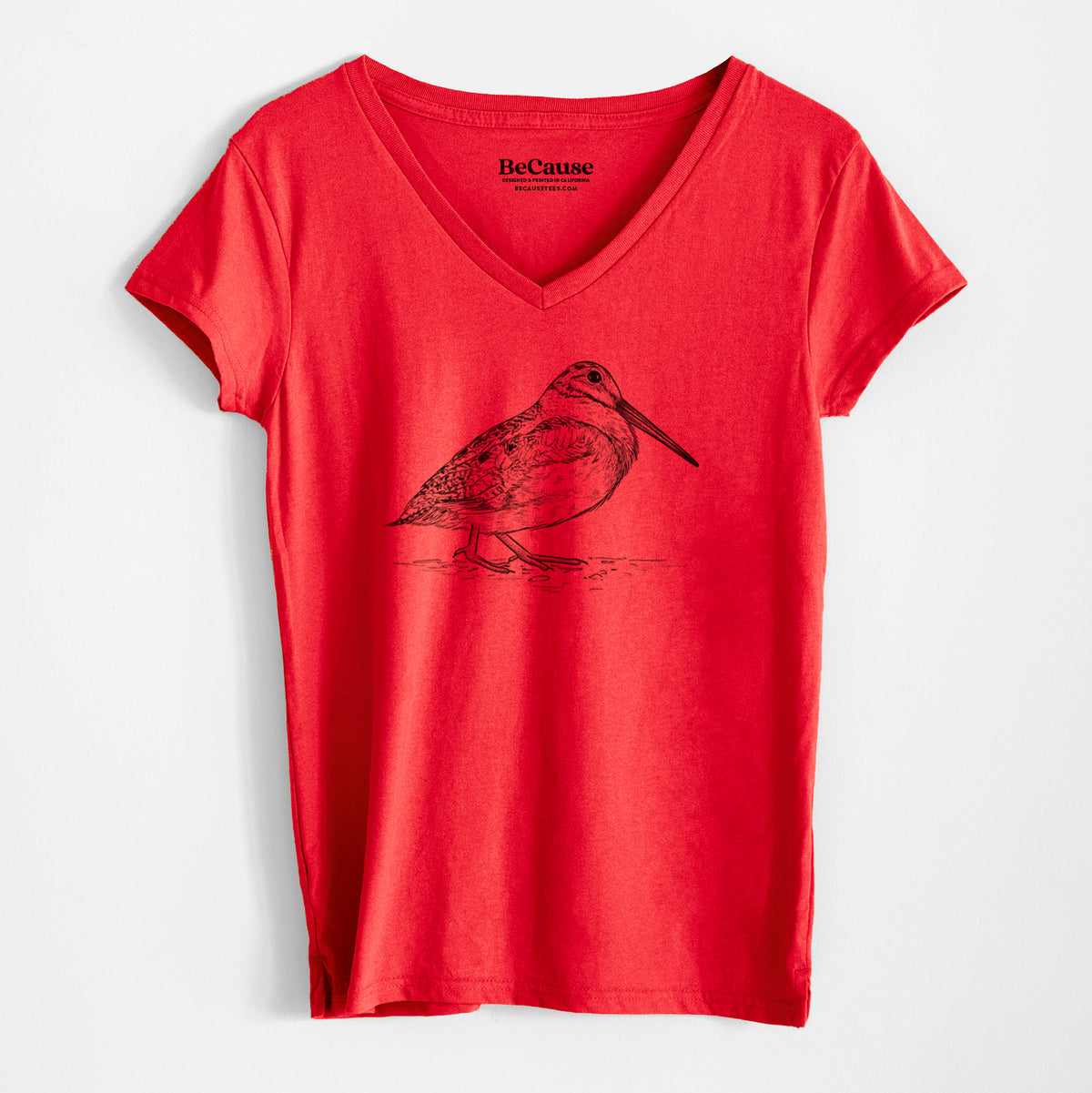 American Woodcock - Scolopax minor - Women&#39;s 100% Recycled V-neck