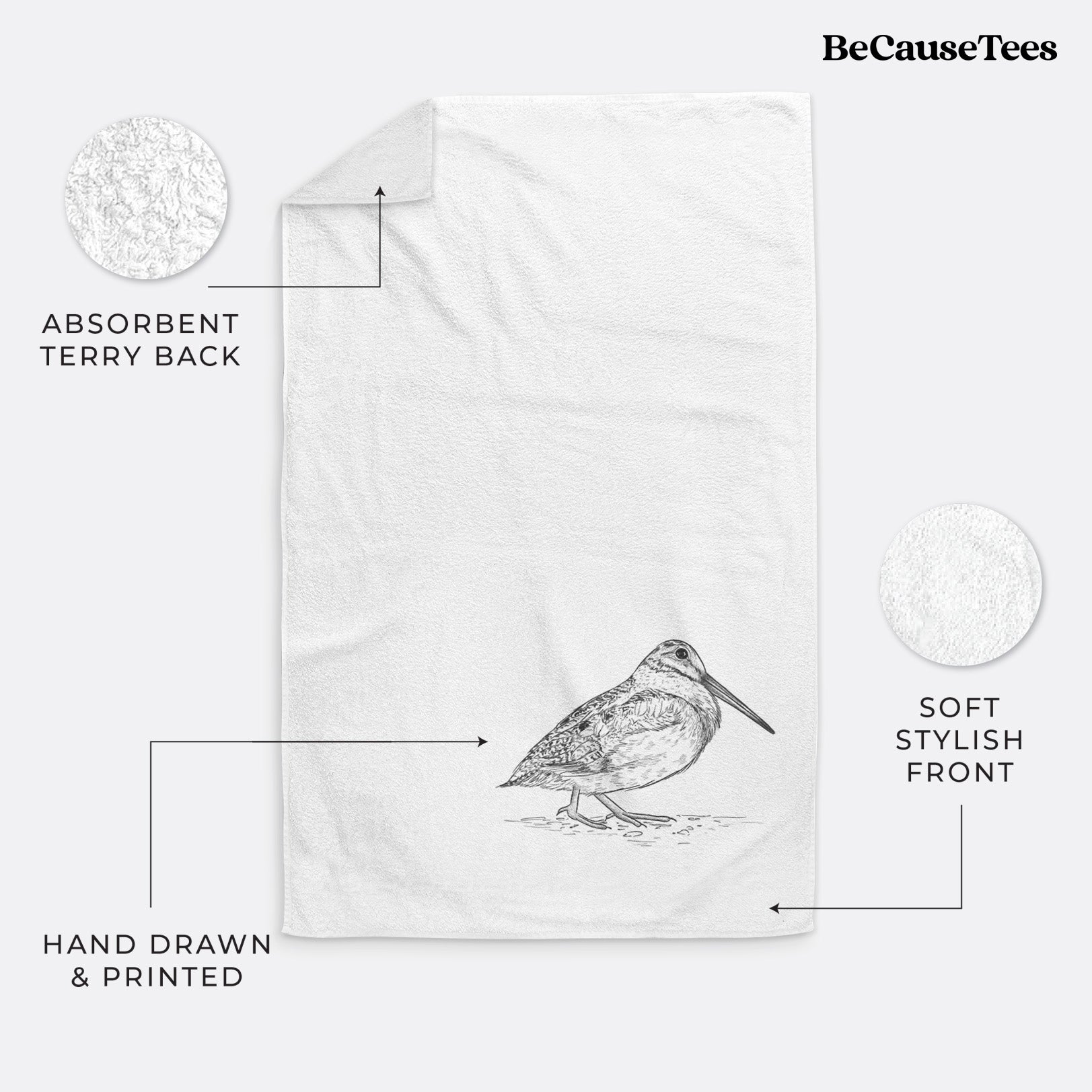 American Woodcock - Scolopax minor Premium Decorative Hand Towel