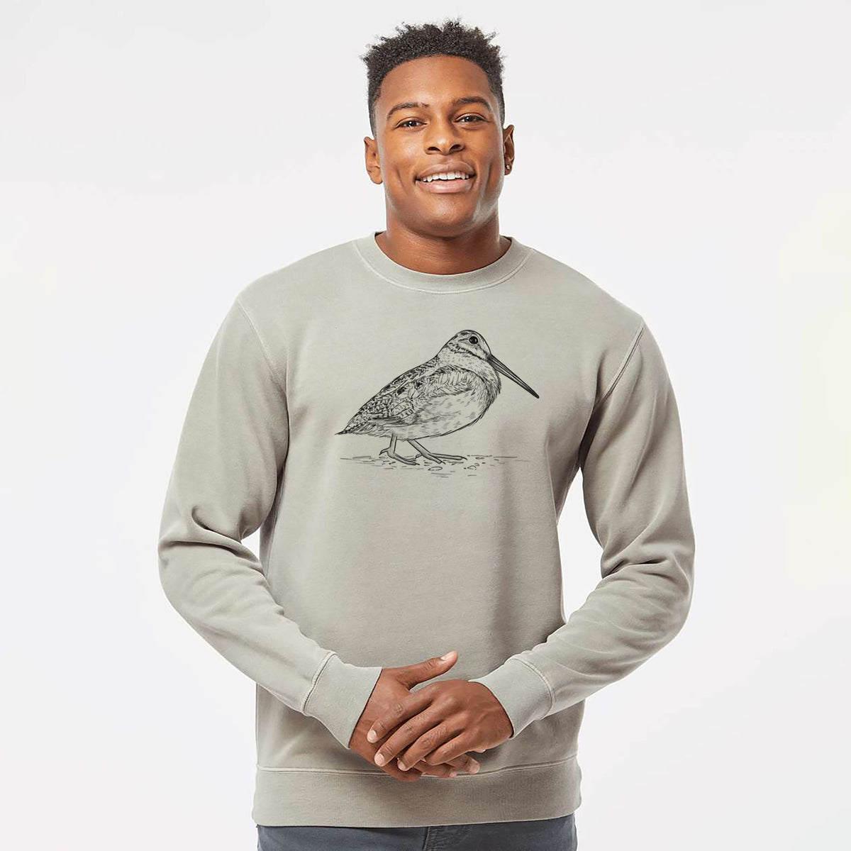 American Woodcock - Scolopax minor - Unisex Pigment Dyed Crew Sweatshirt