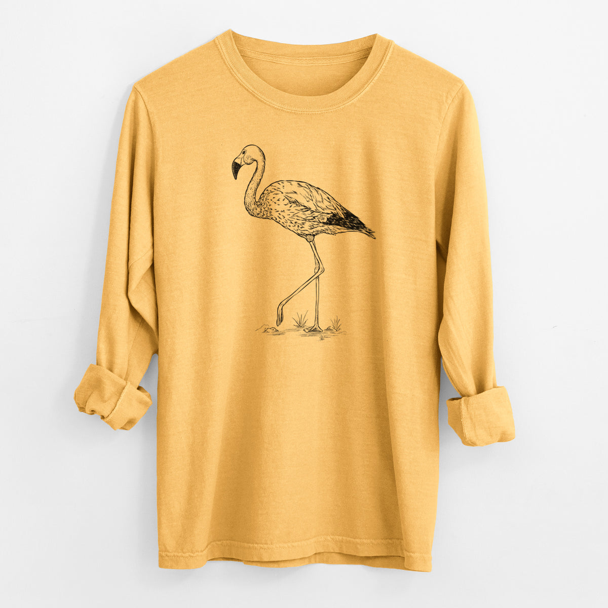 Andean Flamingo - Phoenicoparrus andinus - Men&#39;s Heavyweight 100% Cotton Long Sleeve