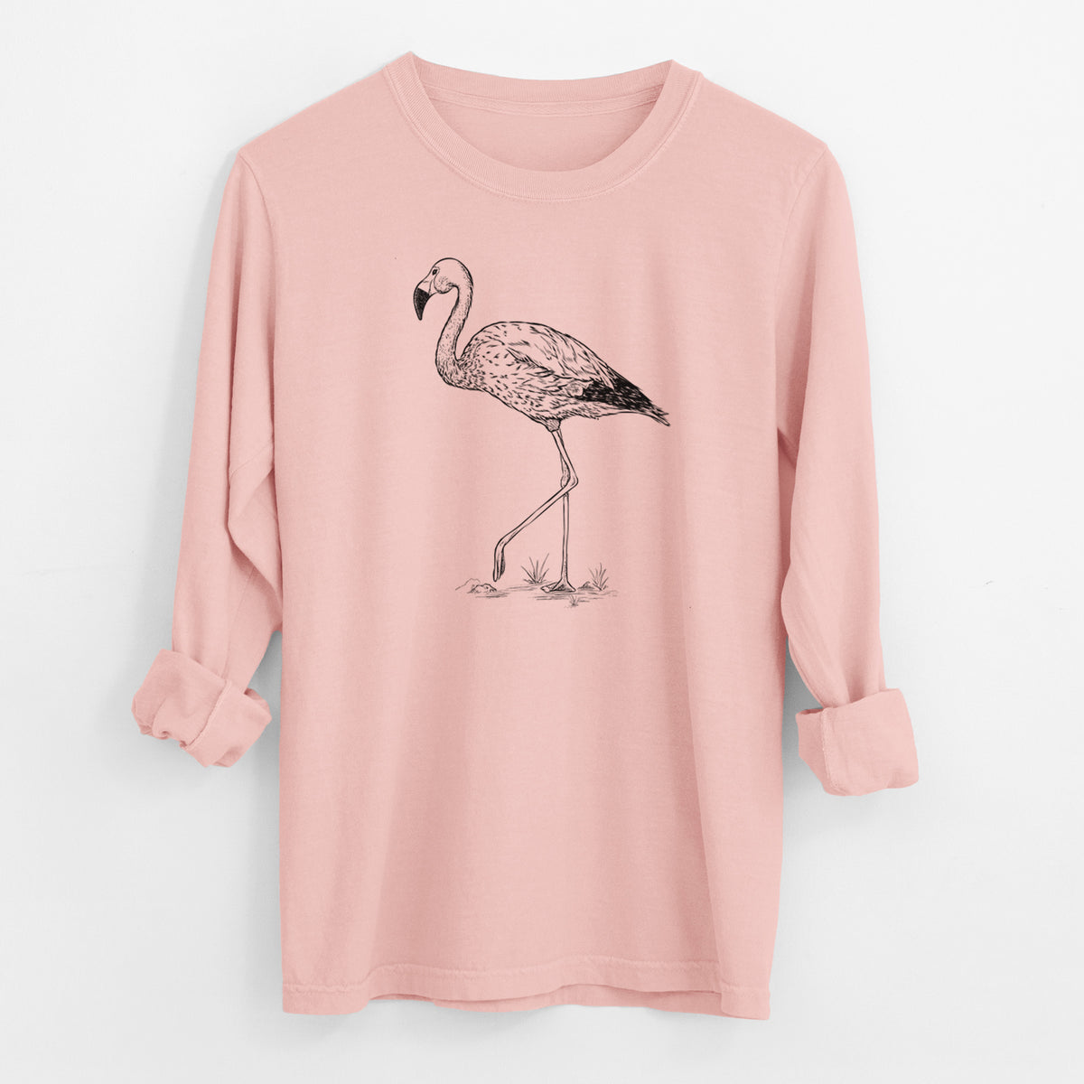 Andean Flamingo - Phoenicoparrus andinus - Men&#39;s Heavyweight 100% Cotton Long Sleeve