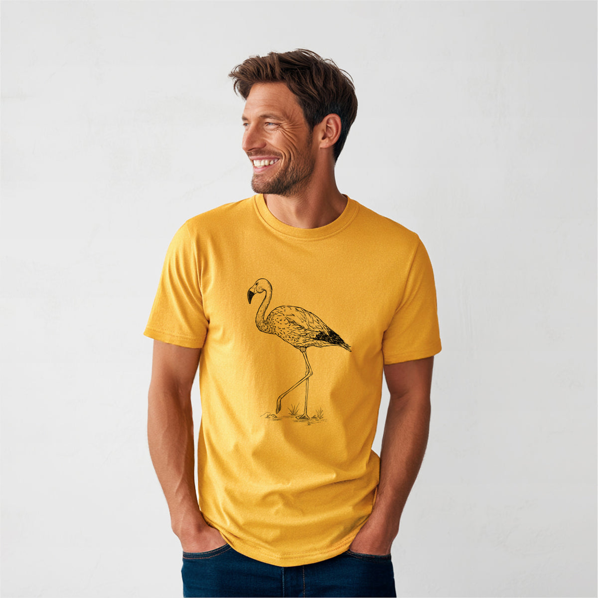 Andean Flamingo - Phoenicoparrus andinus - Heavyweight Men&#39;s 100% Organic Cotton Tee