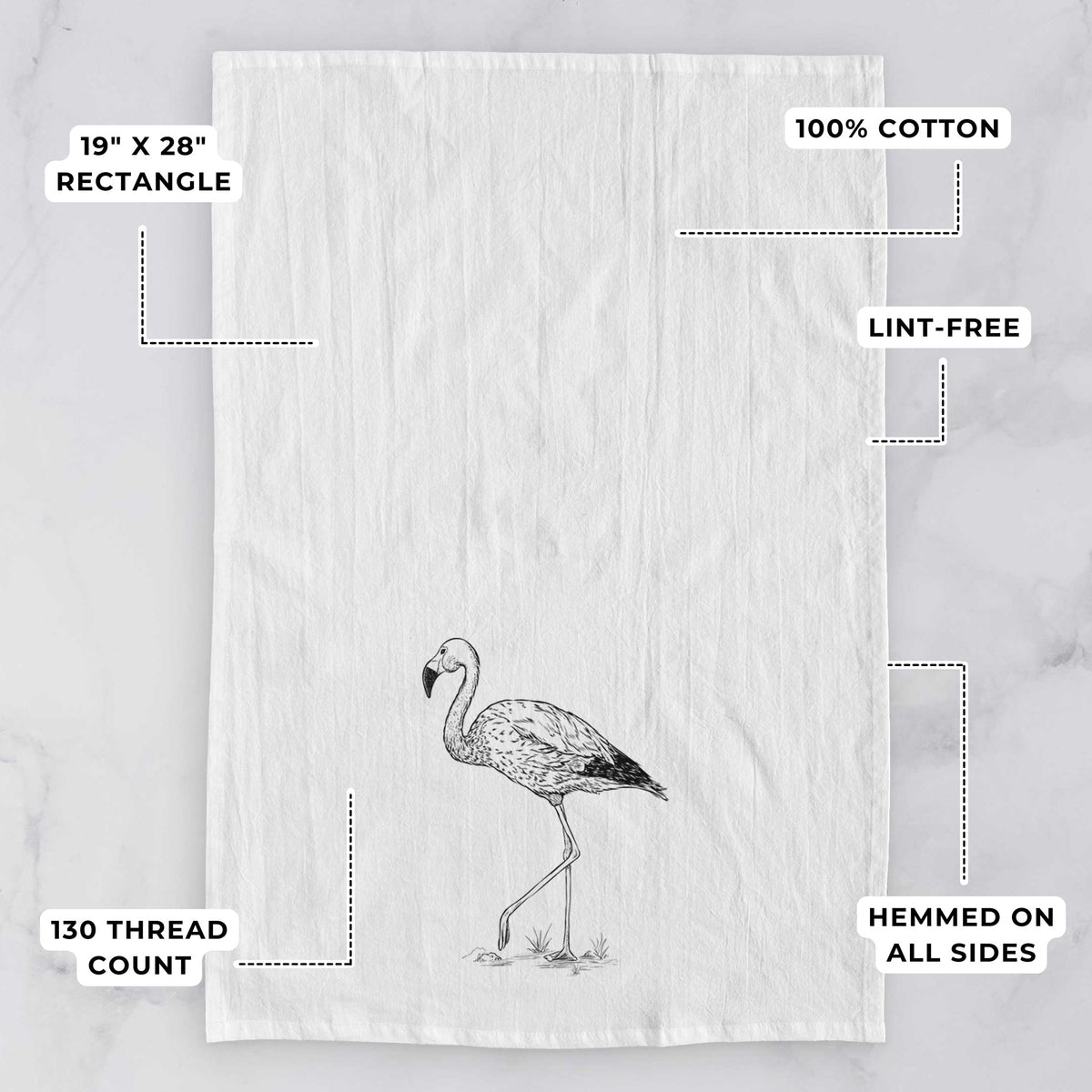 Andean Flamingo - Phoenicoparrus andinus Tea Towel