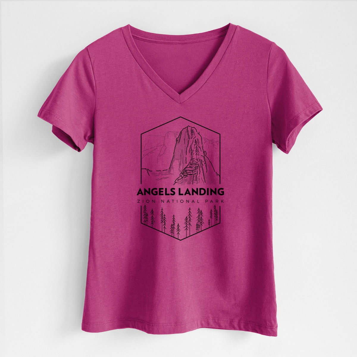 Angels Landing - Zion National Park - Women's Lightweight Relaxed Fit 100% Cotton V-neck