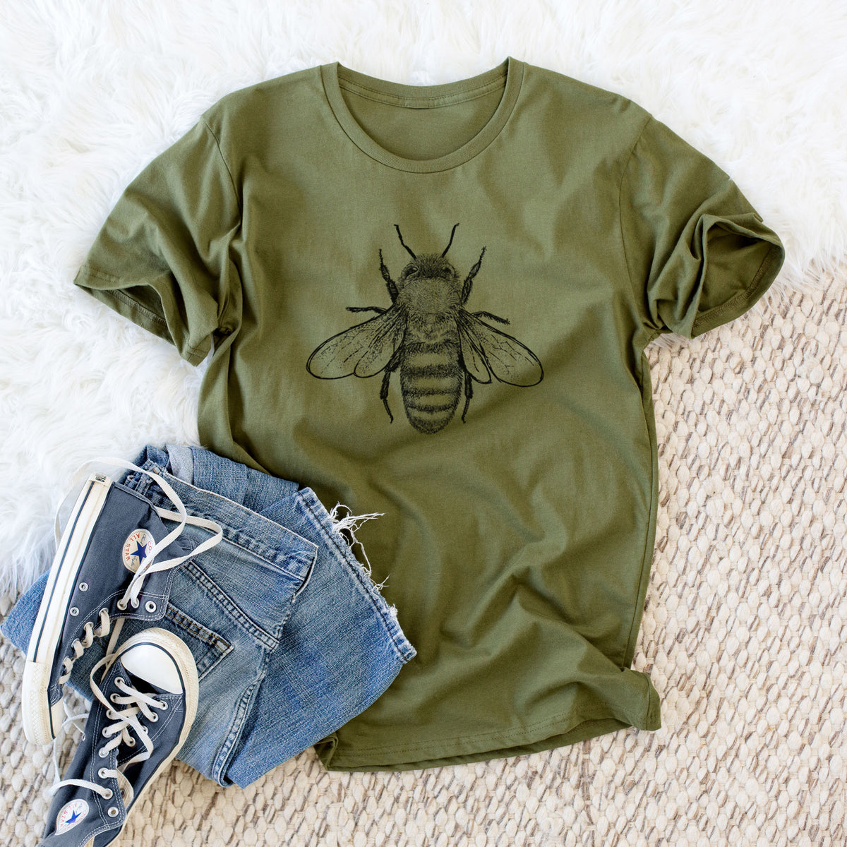 CLOSEOUT - Apis Mellifera - Honey Bee - Unisex Crewneck - Made in USA - 100% Organic Cotton