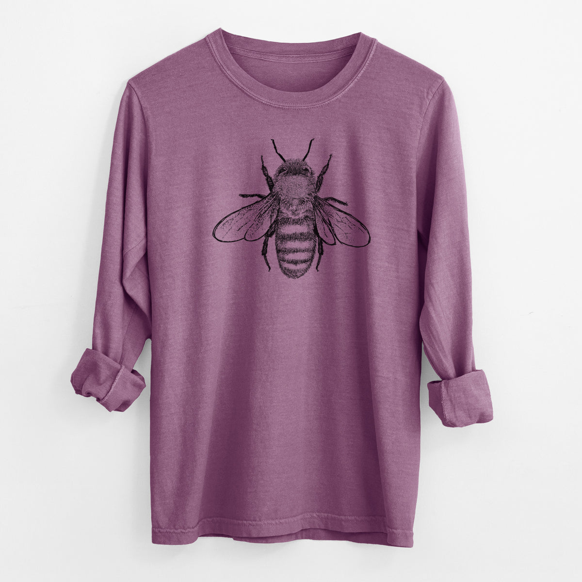 Apis Mellifera - Honey Bee - Men&#39;s Heavyweight 100% Cotton Long Sleeve