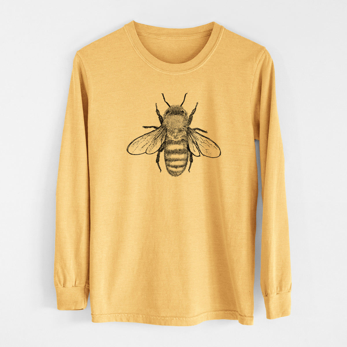 Apis Mellifera - Honey Bee - Men&#39;s Heavyweight 100% Cotton Long Sleeve