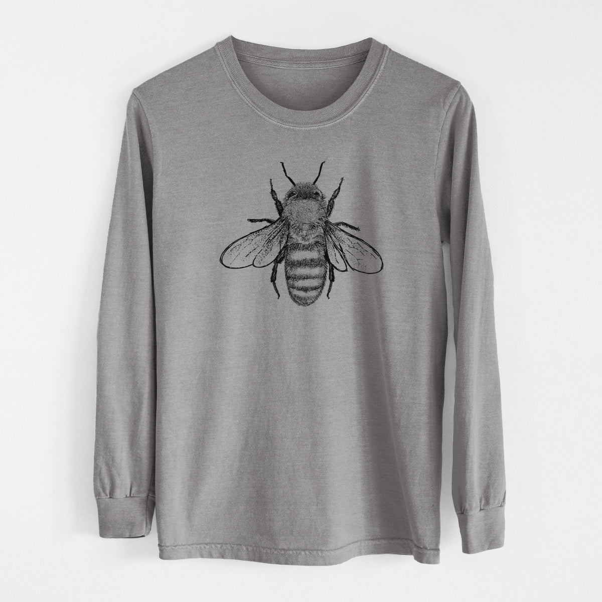 Apis Mellifera - Honey Bee - Men&#39;s Heavyweight 100% Cotton Long Sleeve