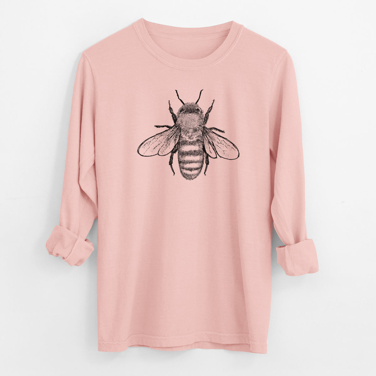 Apis Mellifera - Honey Bee - Men&#39;s Heavyweight 100% Cotton Long Sleeve