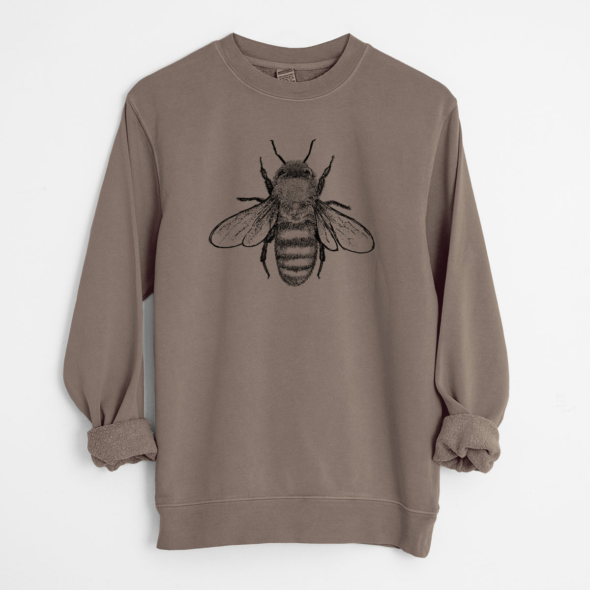 Apis Mellifera - Honey Bee - Unisex Pigment Dyed Crew Sweatshirt in Espresso Brown Color