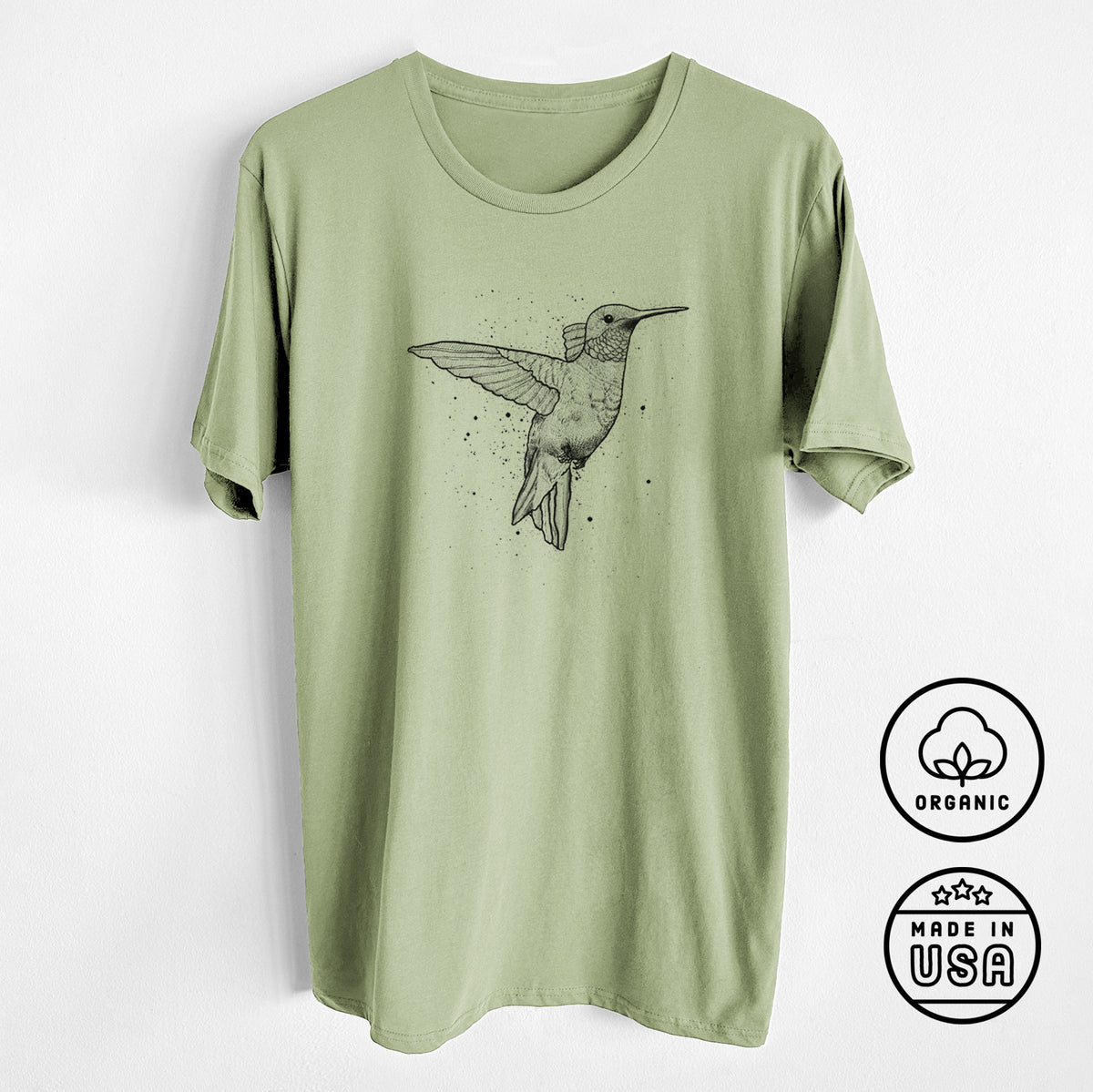 CLOSEOUT - Archilochus Colubris - Ruby-throated Hummingbird - Unisex Crewneck - Made in USA - 100% Organic Cotton