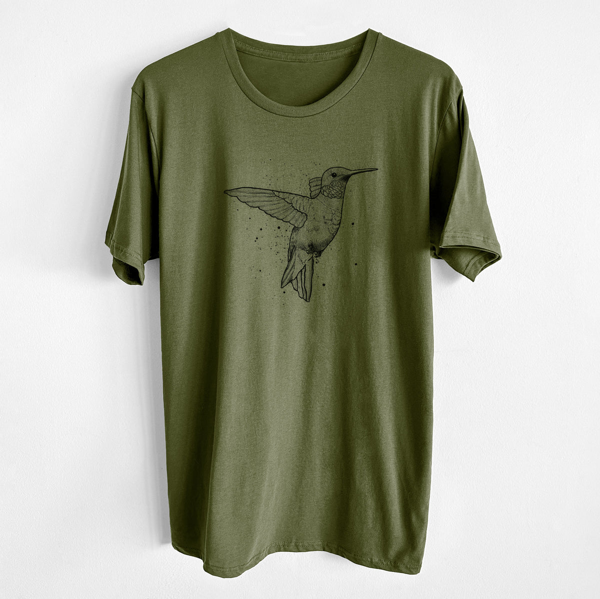 CLOSEOUT - Archilochus Colubris - Ruby-throated Hummingbird - Unisex Crewneck - Made in USA - 100% Organic Cotton