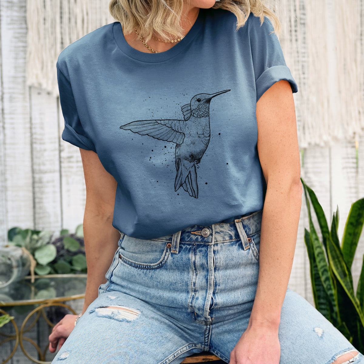 Archilochus Colubris - Ruby-throated Hummingbird - Lightweight 100% Cotton Unisex Crewneck
