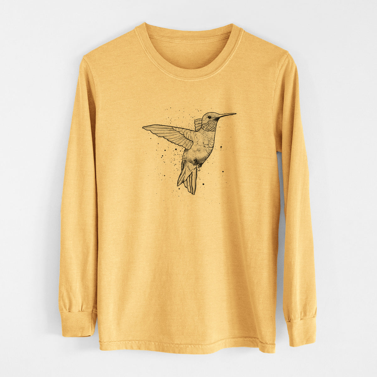 Archilochus Colubris - Ruby-throated Hummingbird - Men&#39;s Heavyweight 100% Cotton Long Sleeve