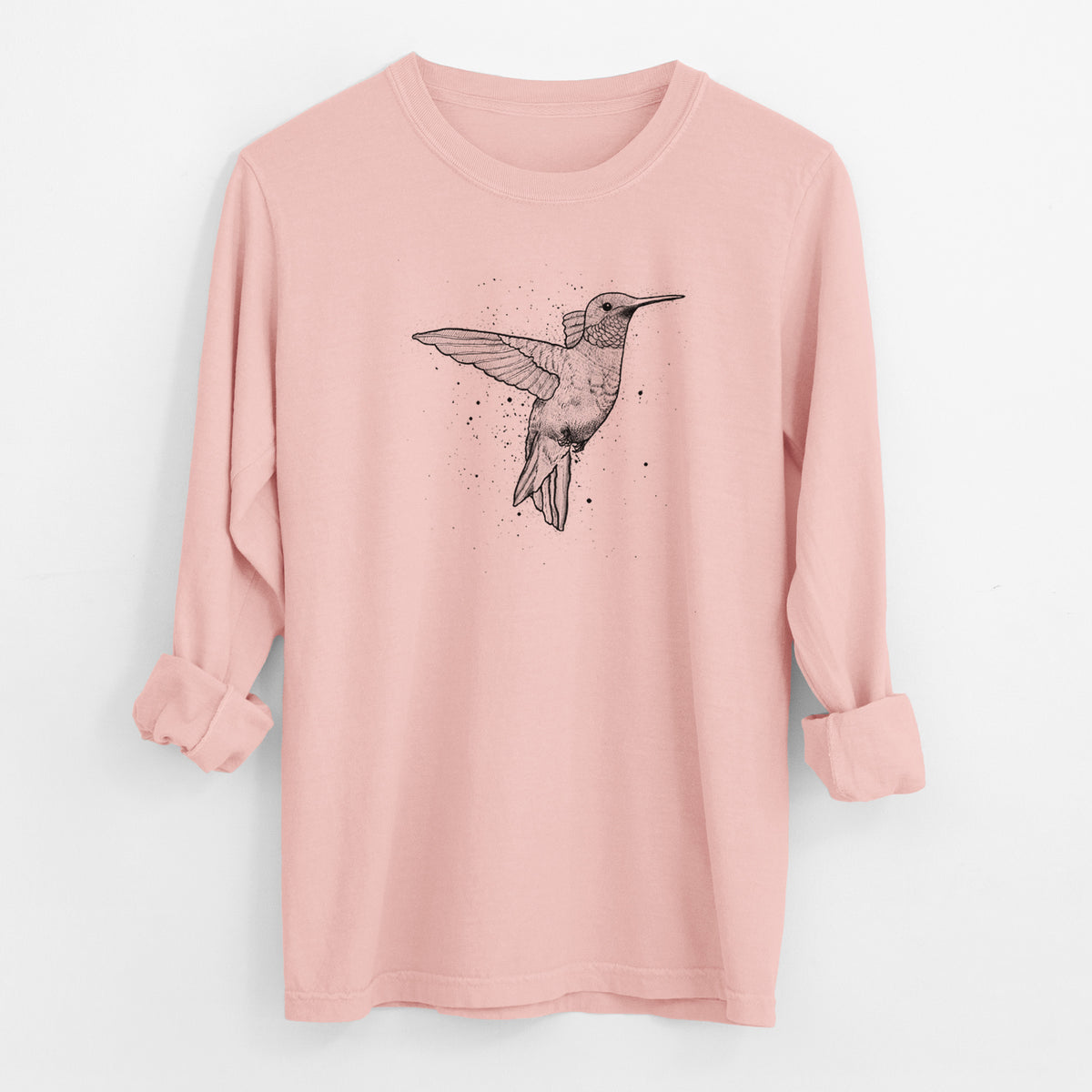 Archilochus Colubris - Ruby-throated Hummingbird - Men&#39;s Heavyweight 100% Cotton Long Sleeve