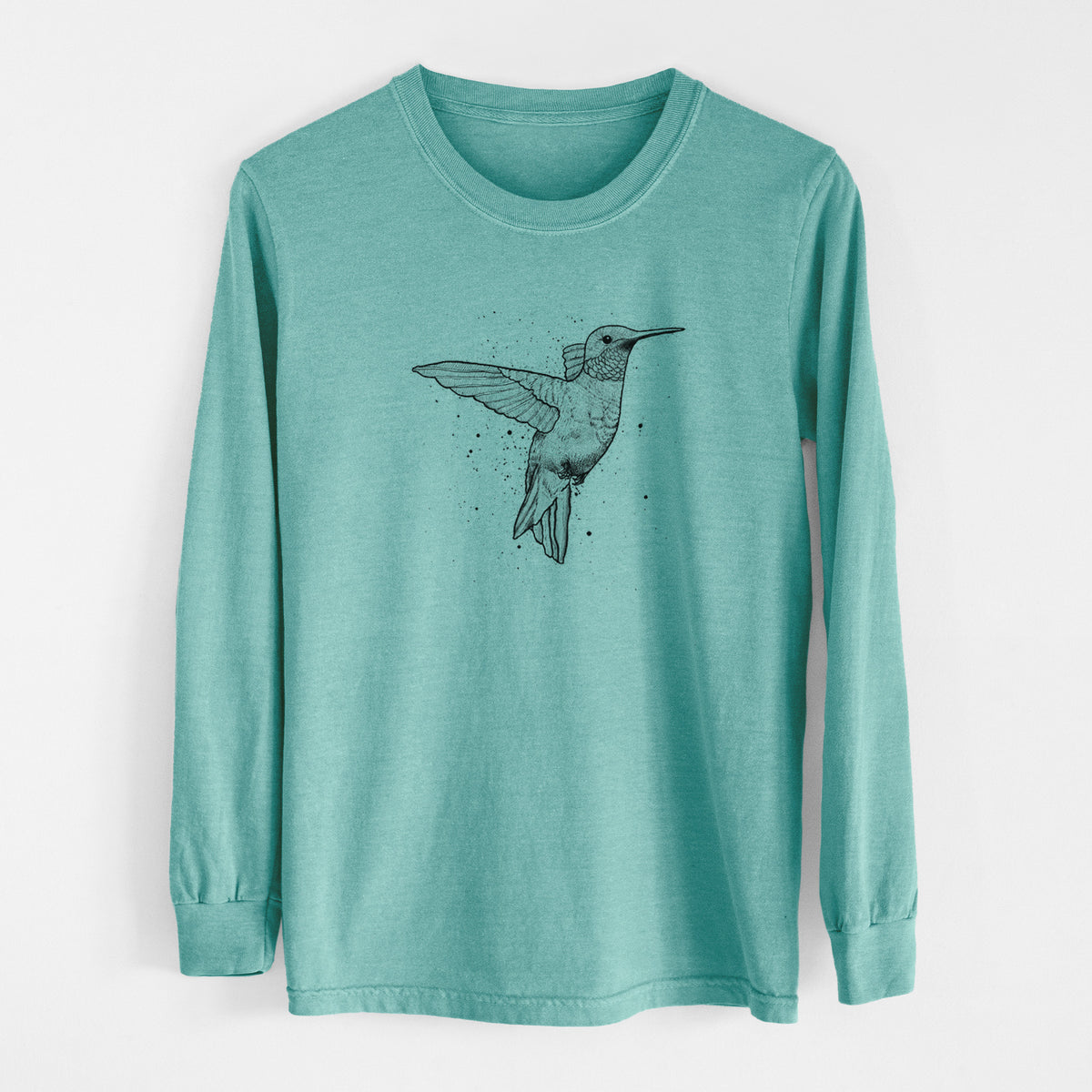 Archilochus Colubris - Ruby-throated Hummingbird - Men&#39;s Heavyweight 100% Cotton Long Sleeve